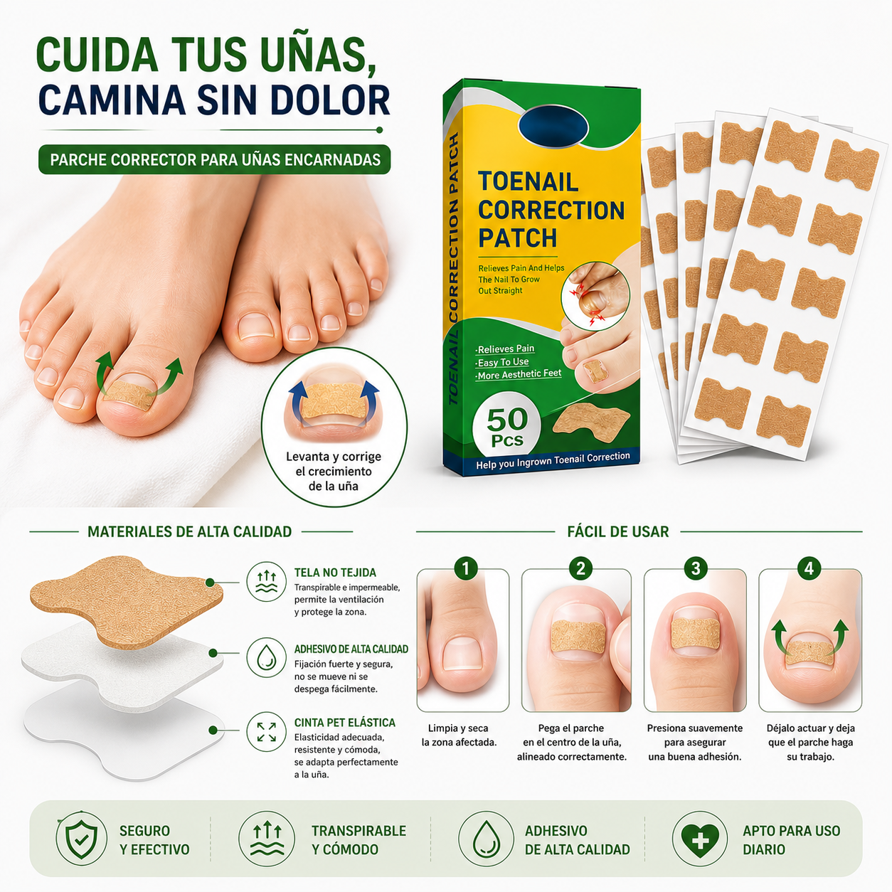 Parches para uñas encarnadas 50 pcs