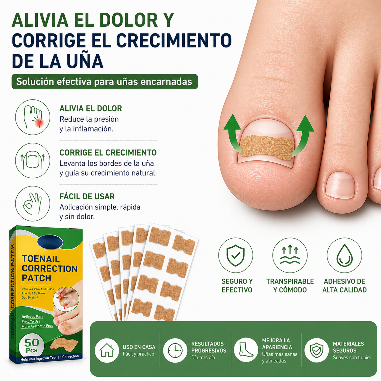 Parches para uñas encarnadas 50 pcs